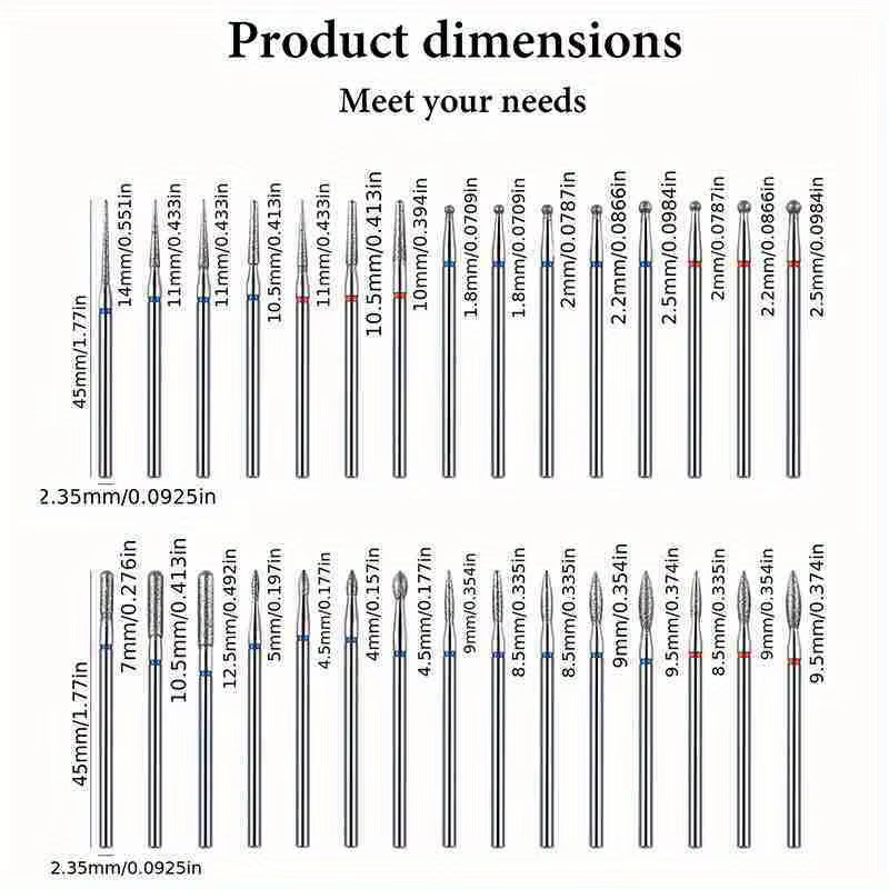 30 pièces/boîte diamant foret à ongles rotatif fraises électriques pour pédicure manucure fichiers c