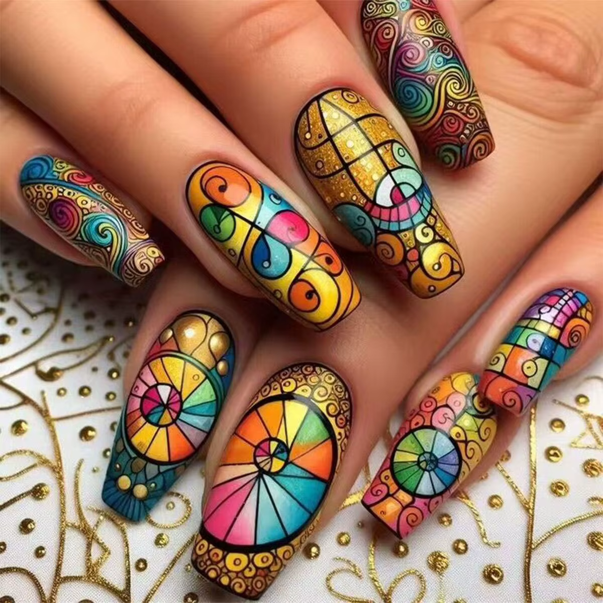 Faux ongles courts, moyens et longs, pour femmes, pointes de ballet carrées en amande, animaux migno