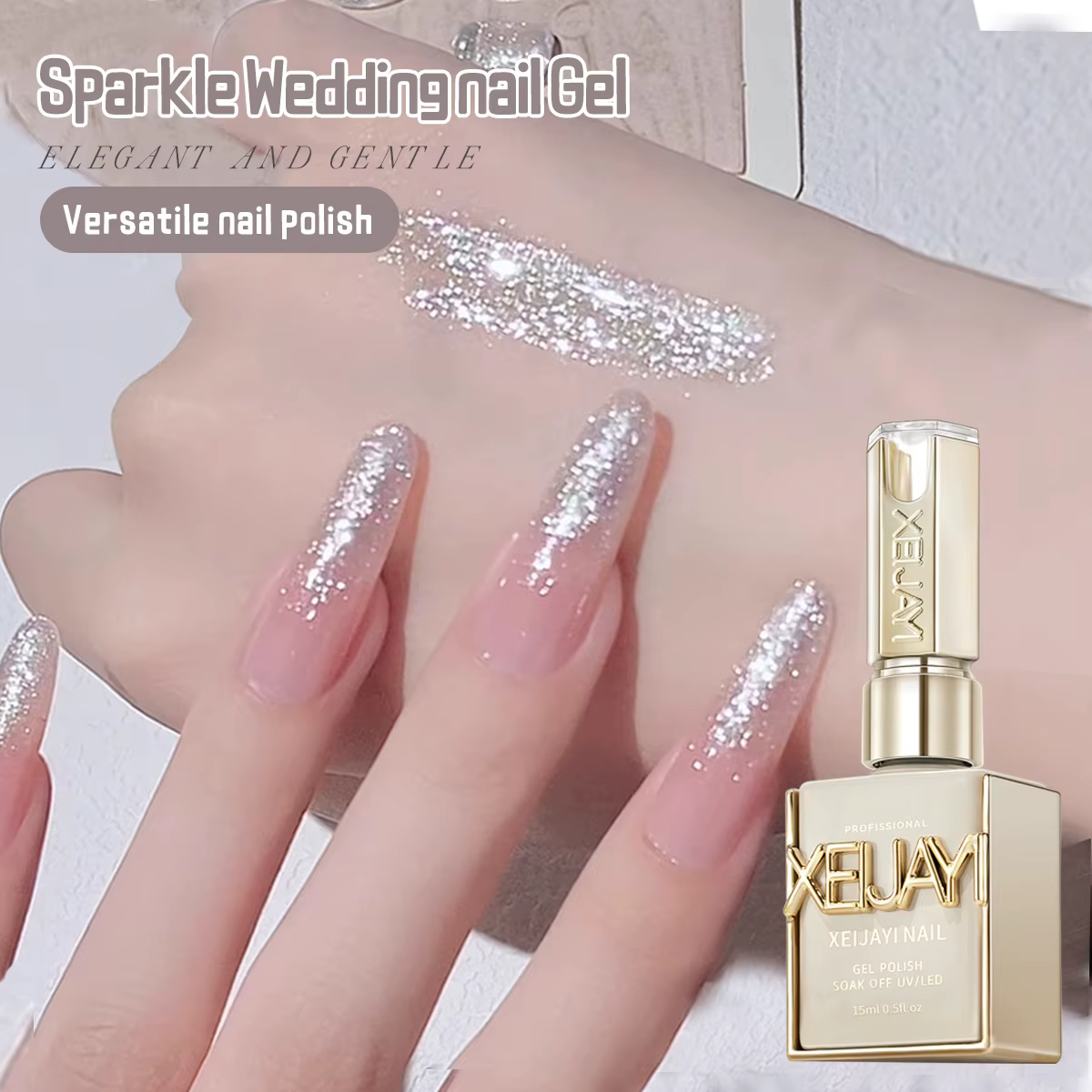 Vernis à ongles Gel œil de chat glace pilée poire de neige 15ml, Gel UV/LED brillant sans bulles à s