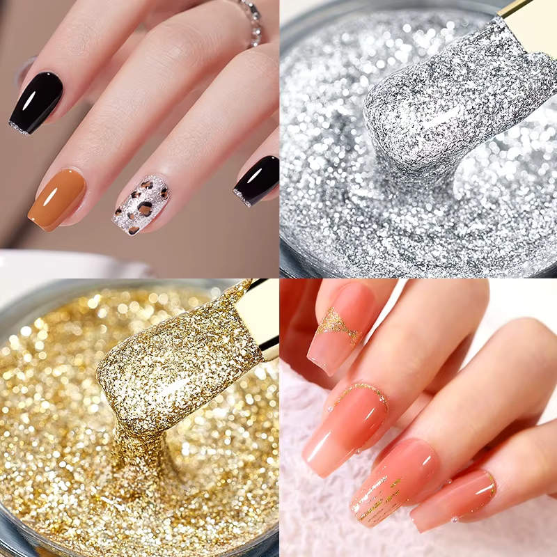 CHUNSHU haute densité platine Gel vernis à ongles semi-solide 5G réfléchissant or argent paillettes