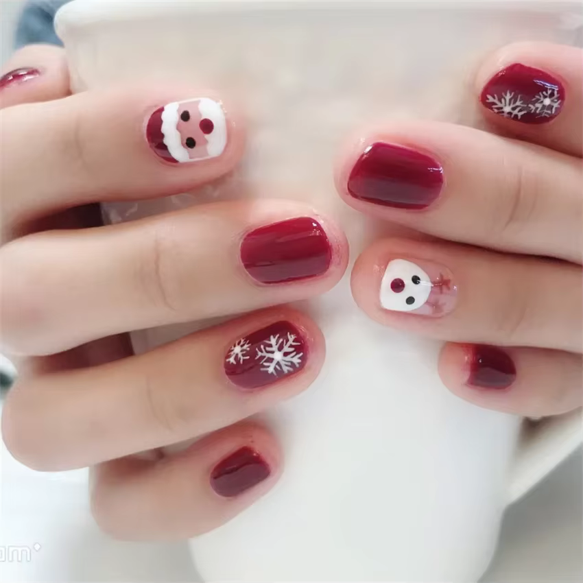 24 pièces/ensemble frais mignon Style artificiel faux ongles couverture complète amovible acrylique