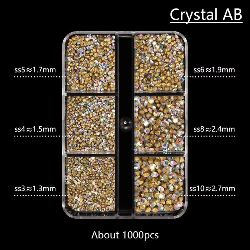 Strass en cristal pour Nail Art, 1000 pièces, verre Super brillant, fond pointu, paillettes, diamant