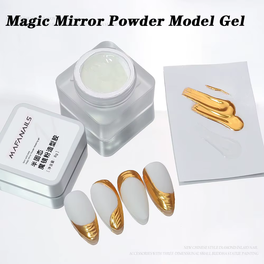 Poudre de miroir magique semi-solide, Gel de modélisation 3D, photothérapie transparente, colle pour