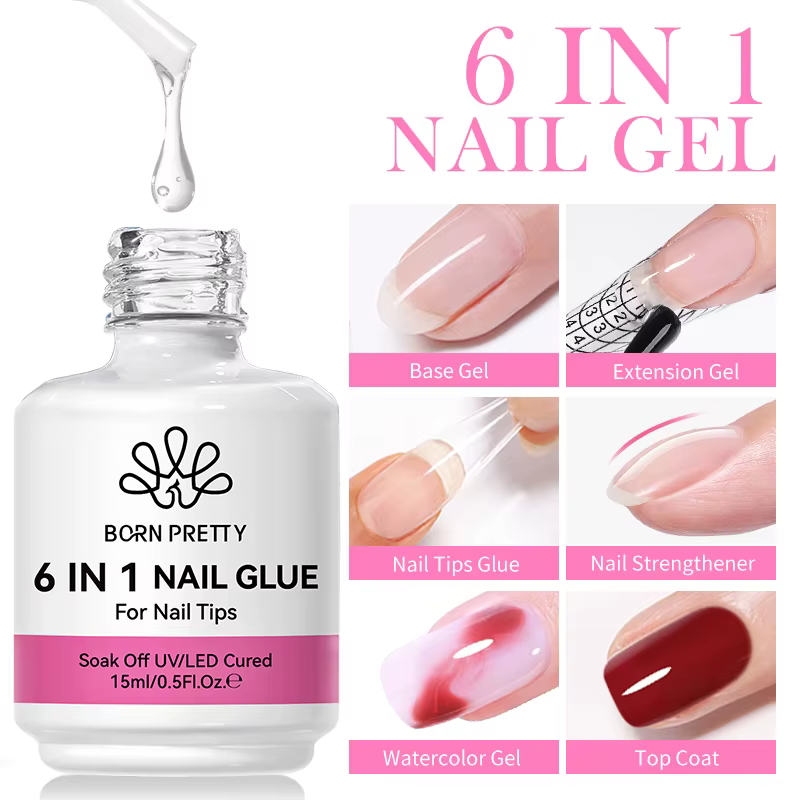Fausse faillite N PRETTY-Gel de colle à ongles 6 en 1, gel de base d'ongle acrylique, couche de fini