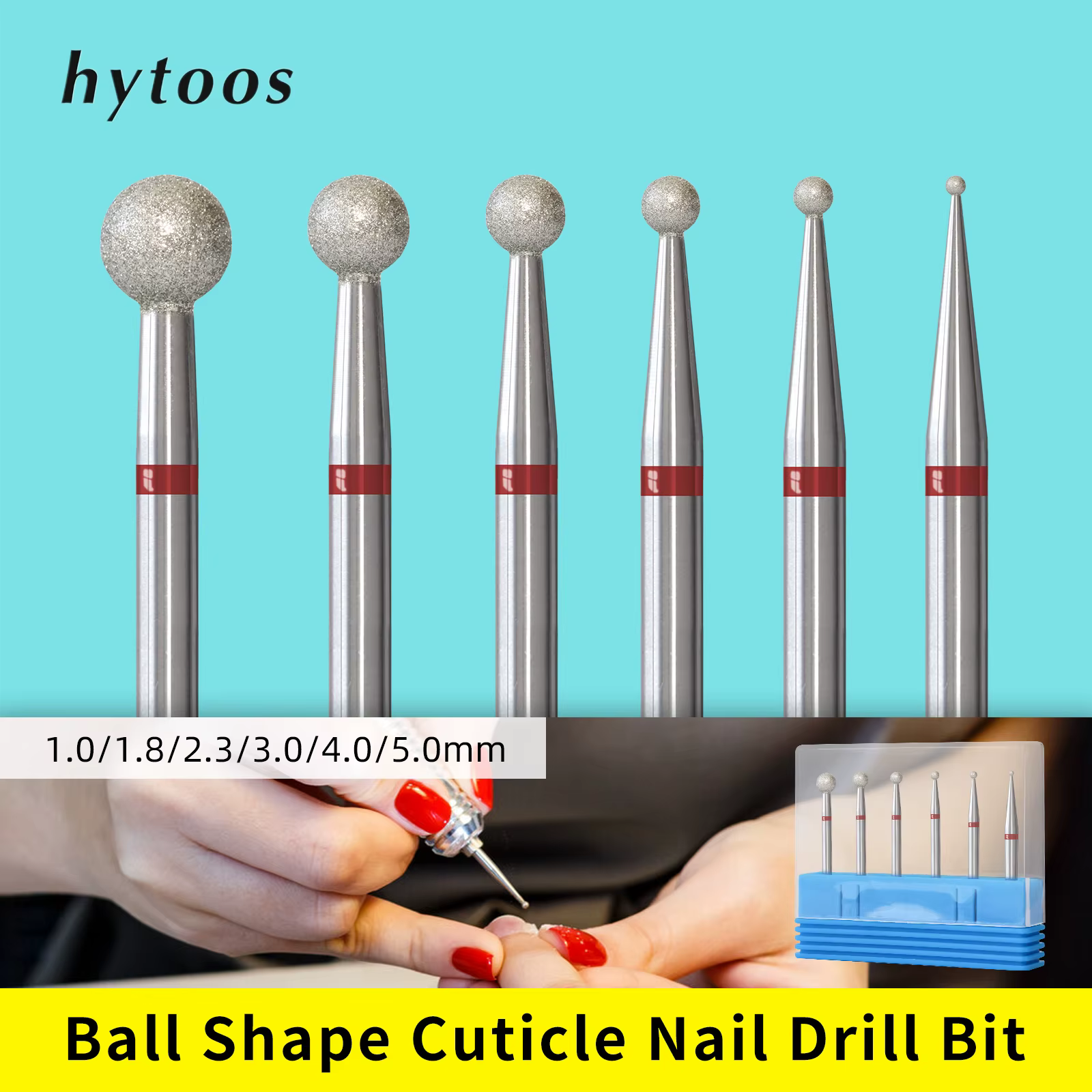 HYTOOS boule de grain fin cuticule propre forets à ongles diamant russe foret à ongles sécurité sous