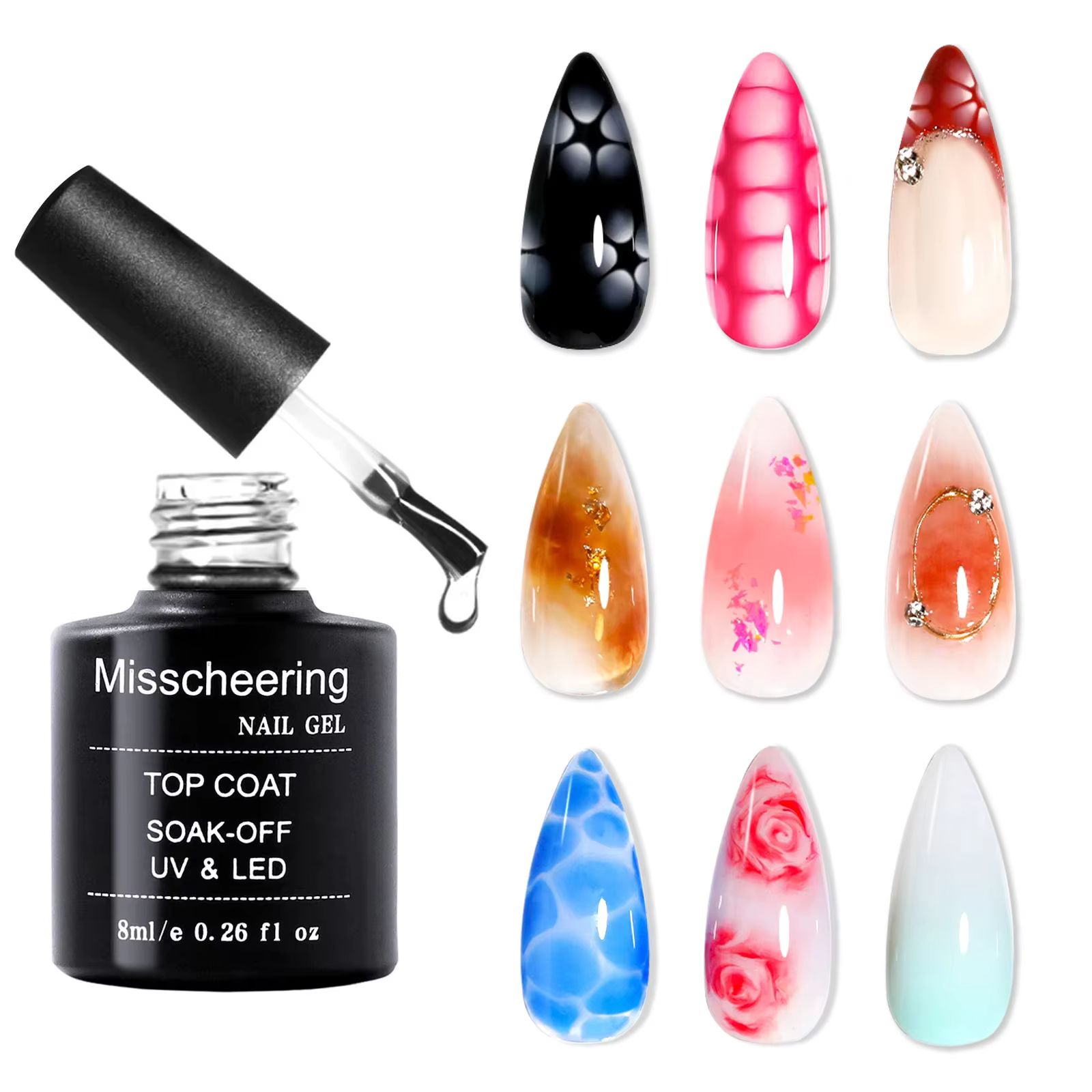 Gel à ongles de noël à fleurs claires, 15ml, résistant aux taches, à motifs de marbre, pierre nature