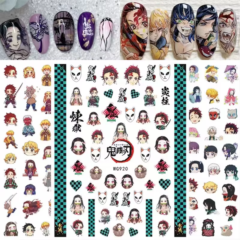 1 paquet d'autocollants pour ongles Anime Demon Slayer, dessin animé princesse Disney, décoration Na