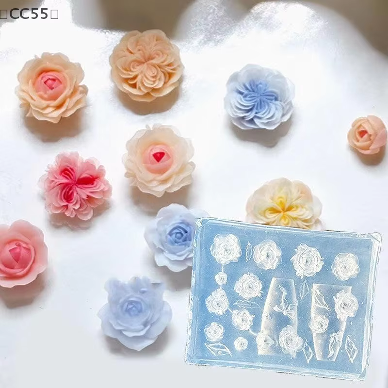 、1CC55 Raga3D Moule à ongles en silicone pour fruits Pétales de fleurs douces Modèles d'ongles féeri