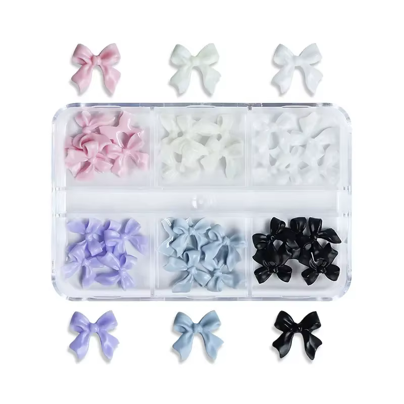 30 pièces Kawaii Mini nœud 3D mignon Nail Art décorations mat papillon ongles breloques conceptions