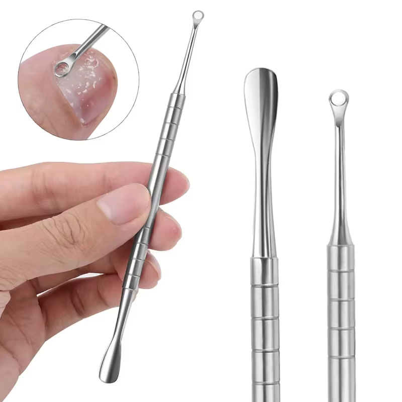 Nouveau dissolvant de cuticules à tête biseautée à Double extrémité, dissolvant de cuticules en acie