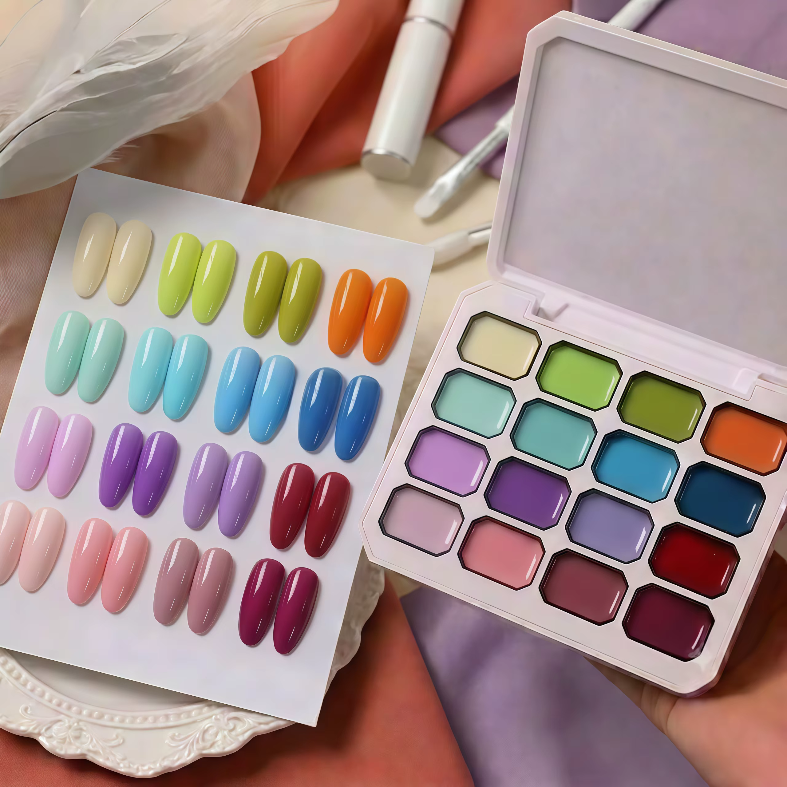 Gel à ongles Makaron 16 couleurs, peinture à ongles LED tendance sans rinçage, design professionnel