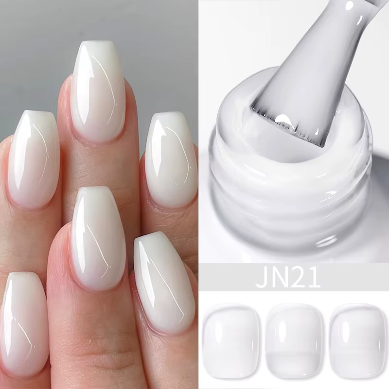 BORN PRETTY Vernis à ongles gel nude blanc laiteux 10ml, blanc translucide, gel semi-permanent à ret