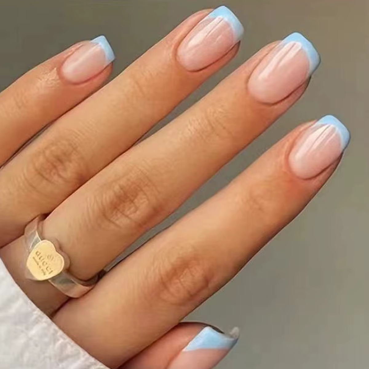 24 pièces/ensemble femmes filles court français bleu clair rose double couleur Surface brillante cou