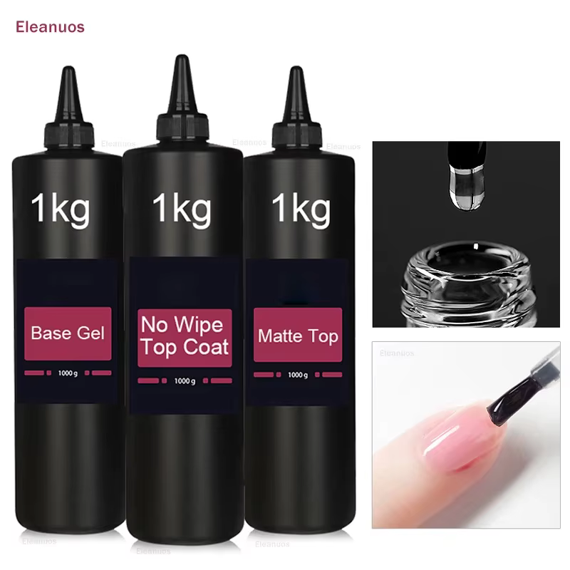 Eleanuos vente en gros 1 kg sans lingette couche de finition Super qualité tremper UV LED Base en ca