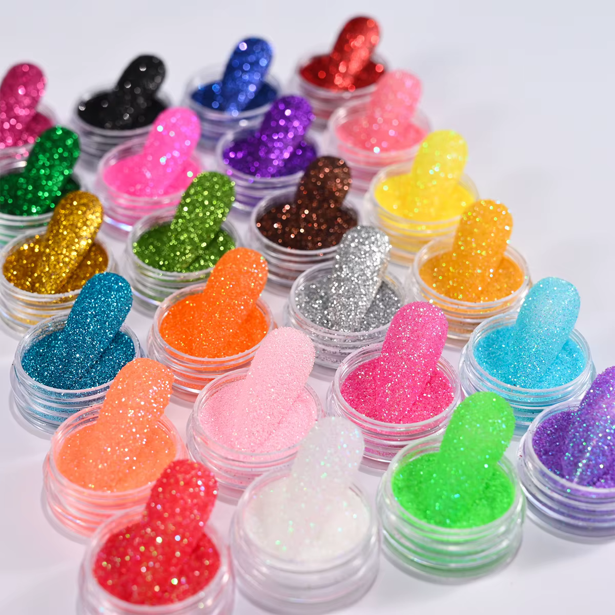 24 pièces/ensemble brillant holographique sucre fin poudre à ongles diamant Chrome Pigment poussière
