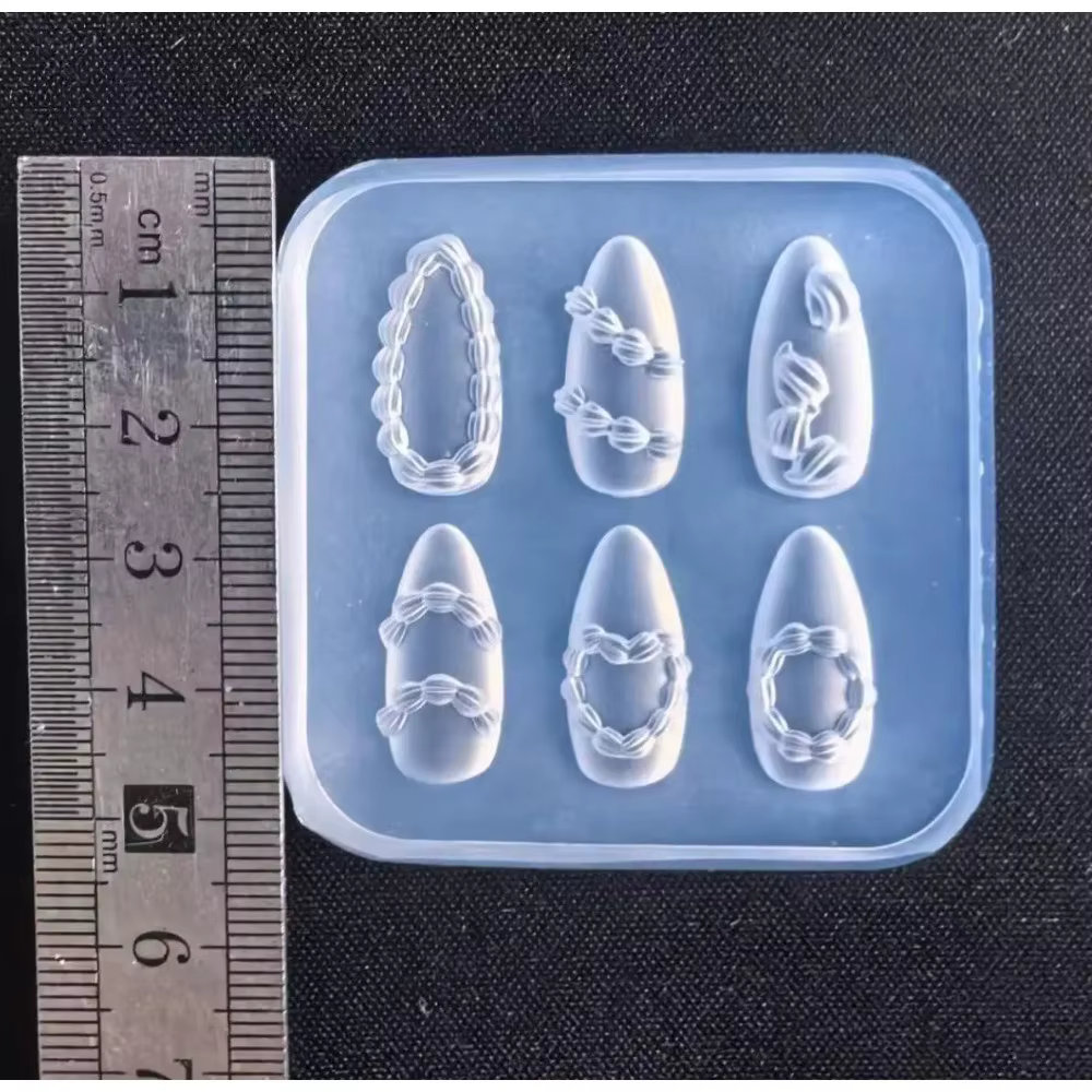 Moule à ongles en Silicone en forme de cœur, crème à gâteau, modèle de décoration pour Nail Art Y2K,