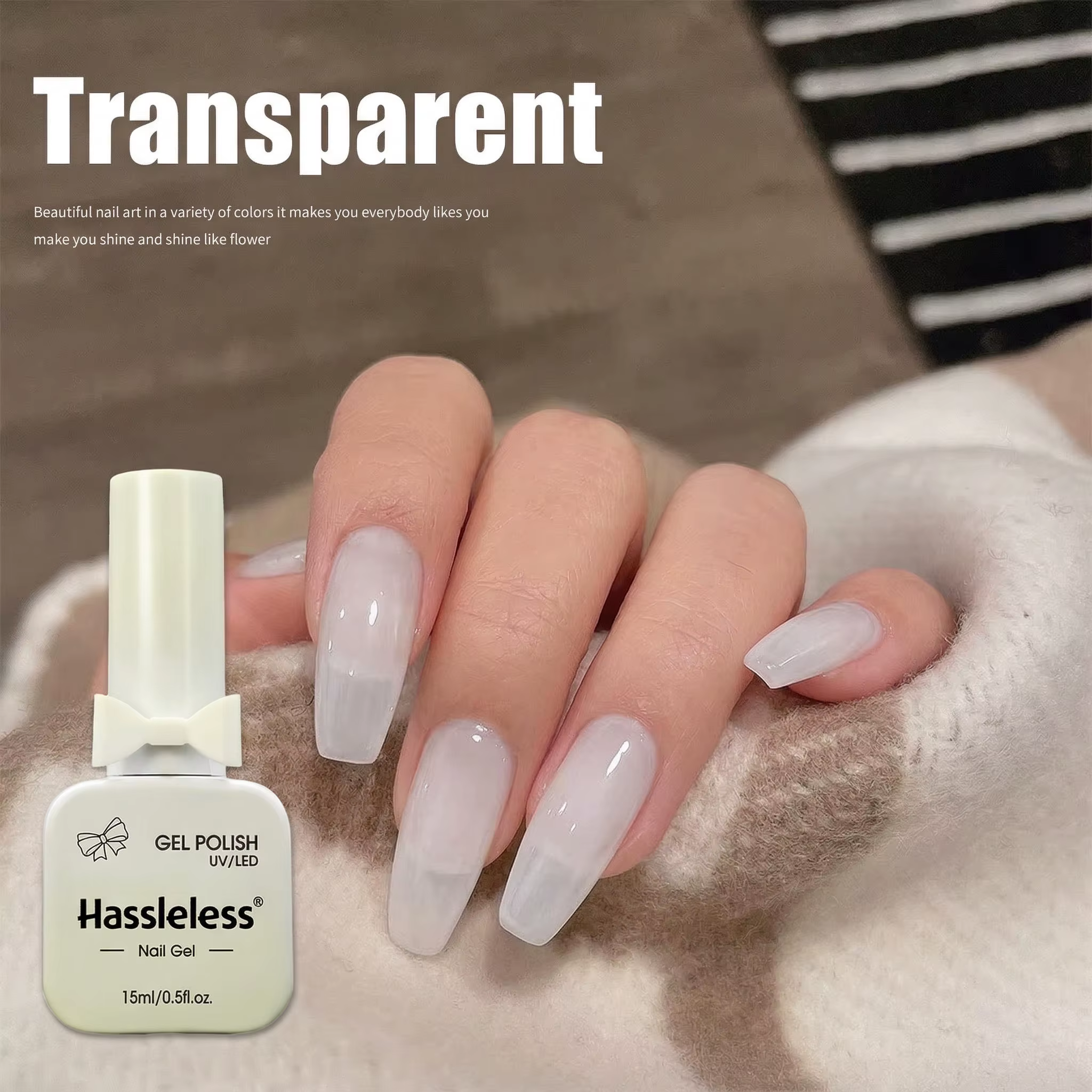 Vernis à ongles gel blanc laiteux Hassleless Pudding, vernis gel UV couleur pure, pour les professio