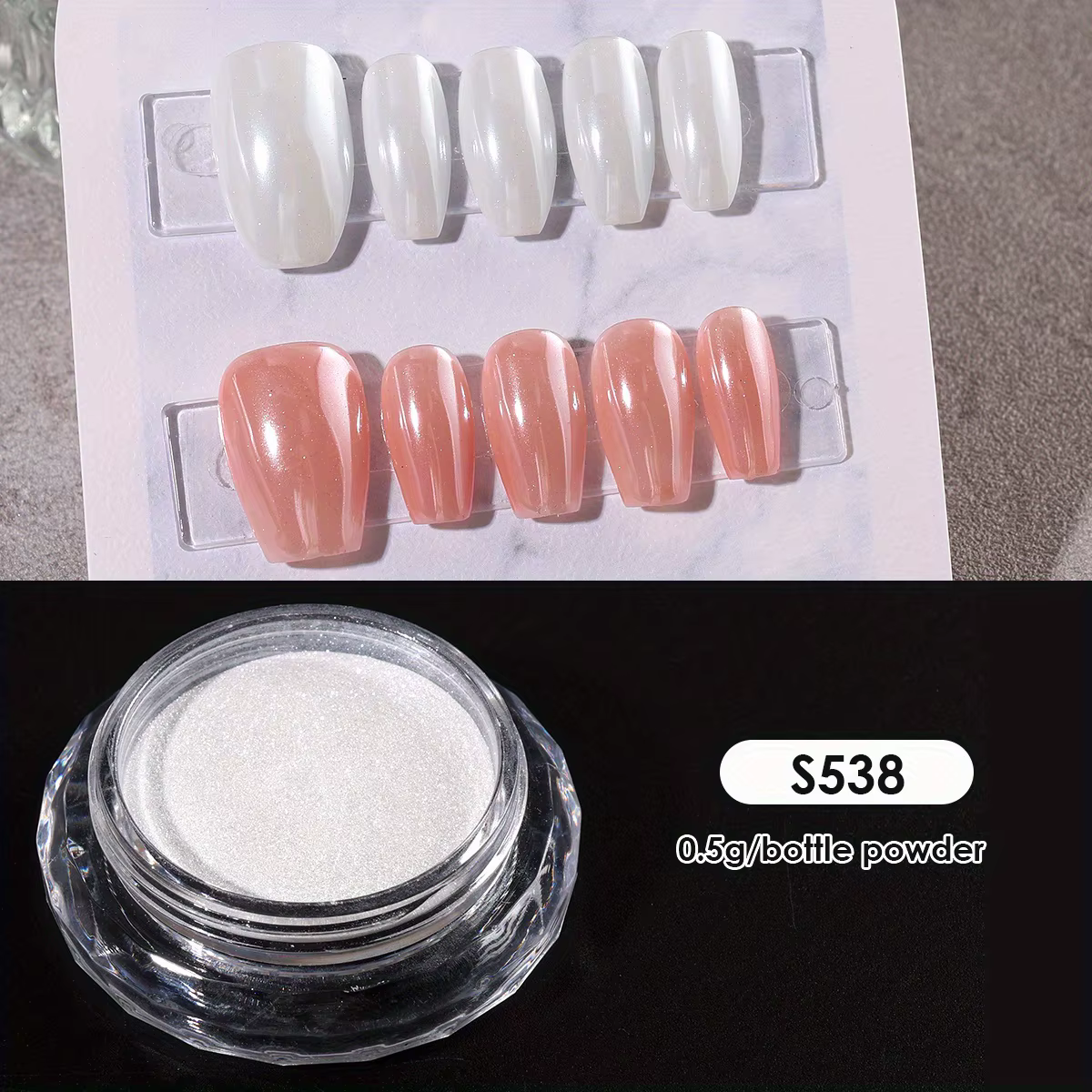 Poudre chromée pour ongles blancs brillants à l'eau, élégante, clair de lune, poussière à friction F