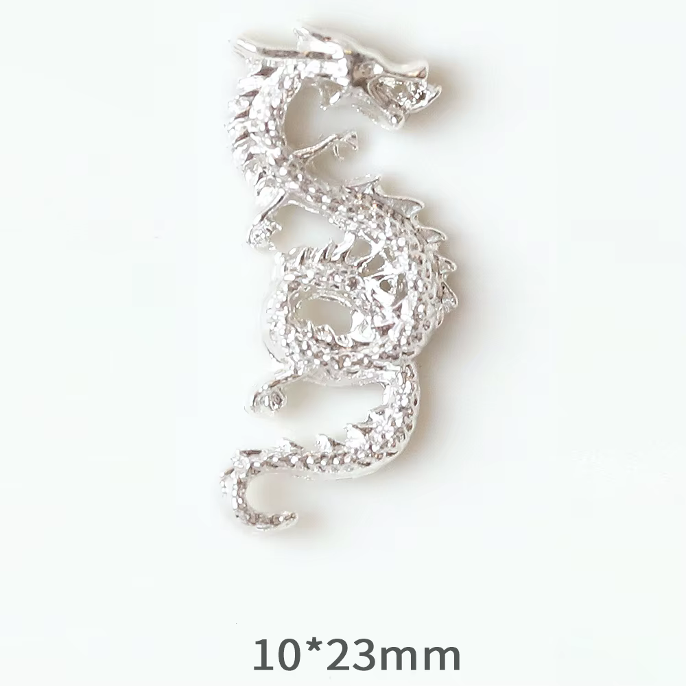 Breloques en alliage 3D pour Nail Art, 10 pièces, décorations de luxe, Dragon du zodiaque chinois Pu