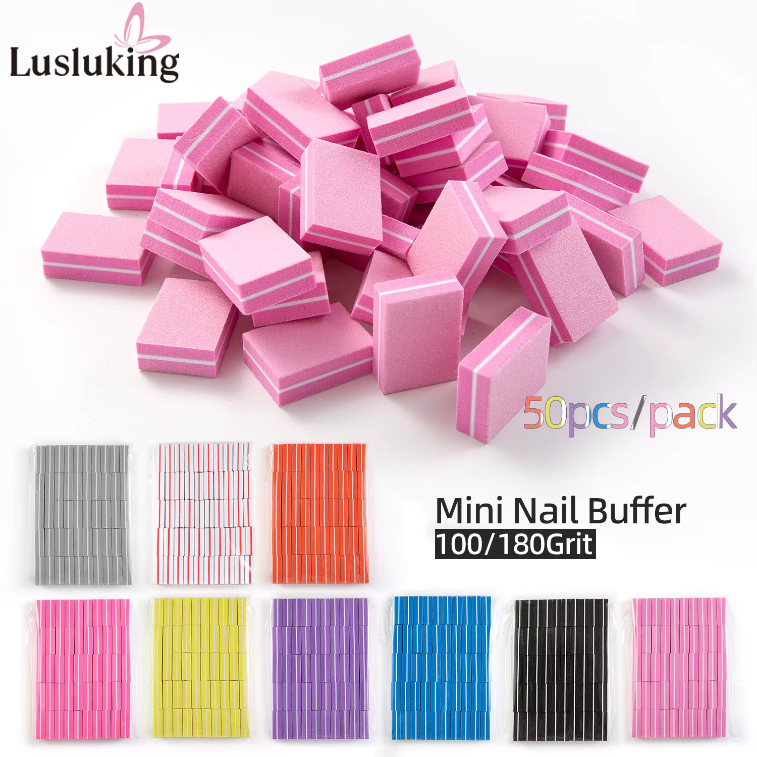 50pcs Lot de Mini limes à ongles double face blocs éponge colorée tampon à ongles bloc polissage des