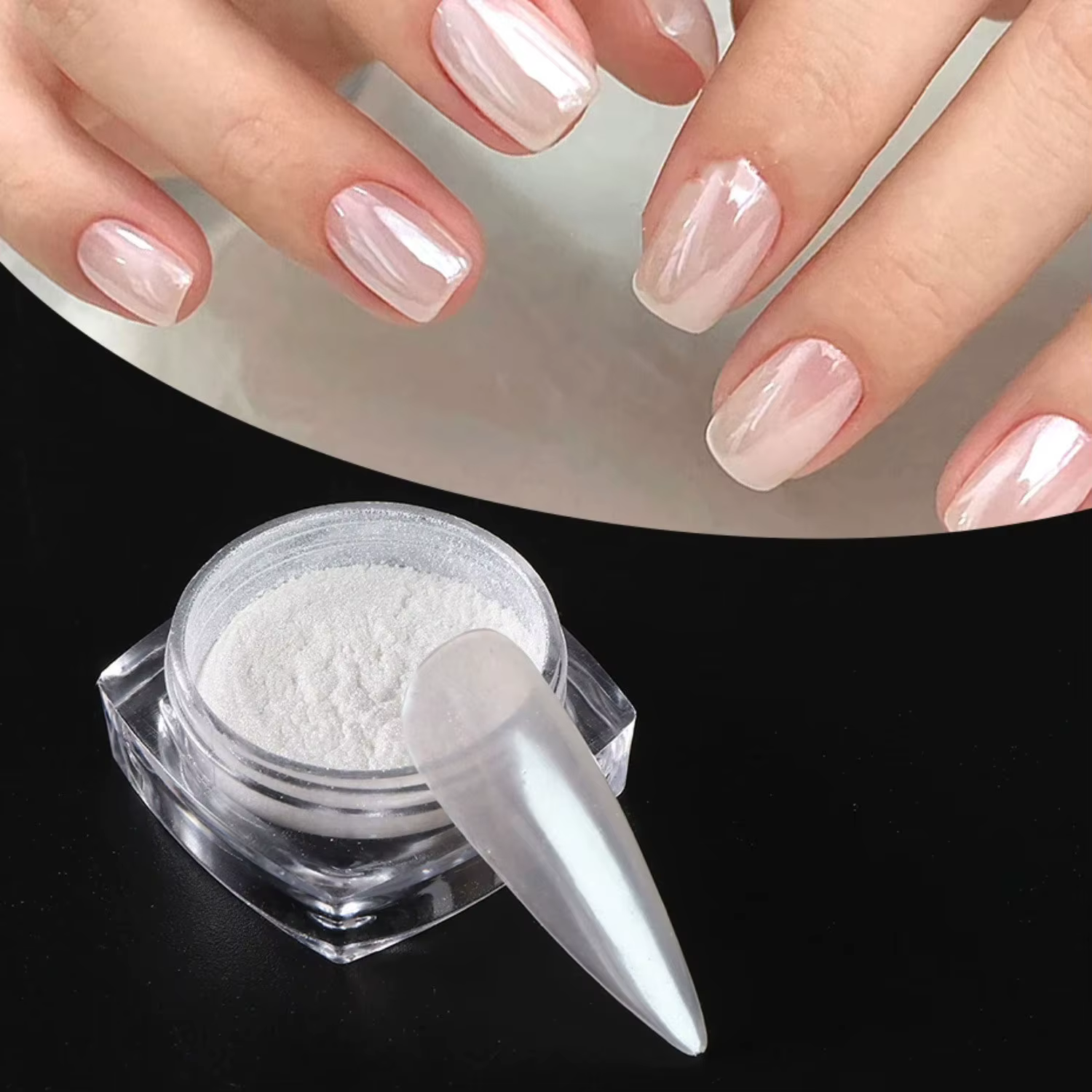 Perle blanc frottant sur Nail Art paillettes poussière Chrome aurore jaune violet manucure décoratio