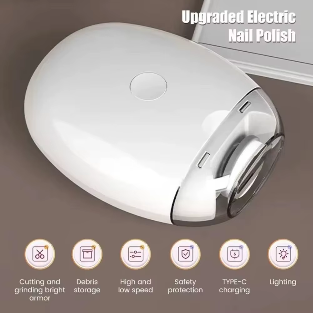 Coupe-ongles électrique 2 en 1 avec lumière LED, lime à ongles automatique, mini outils de manucure