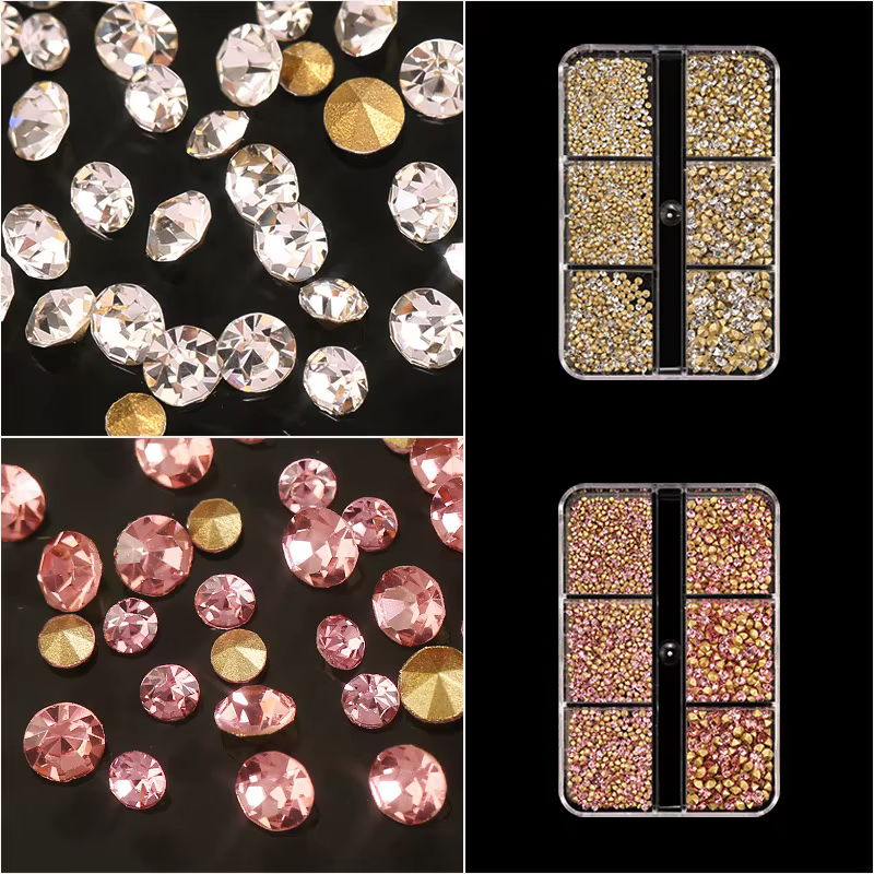 Strass en cristal pour Nail Art, 1000 pièces, verre Super brillant, fond pointu, paillettes, diamant