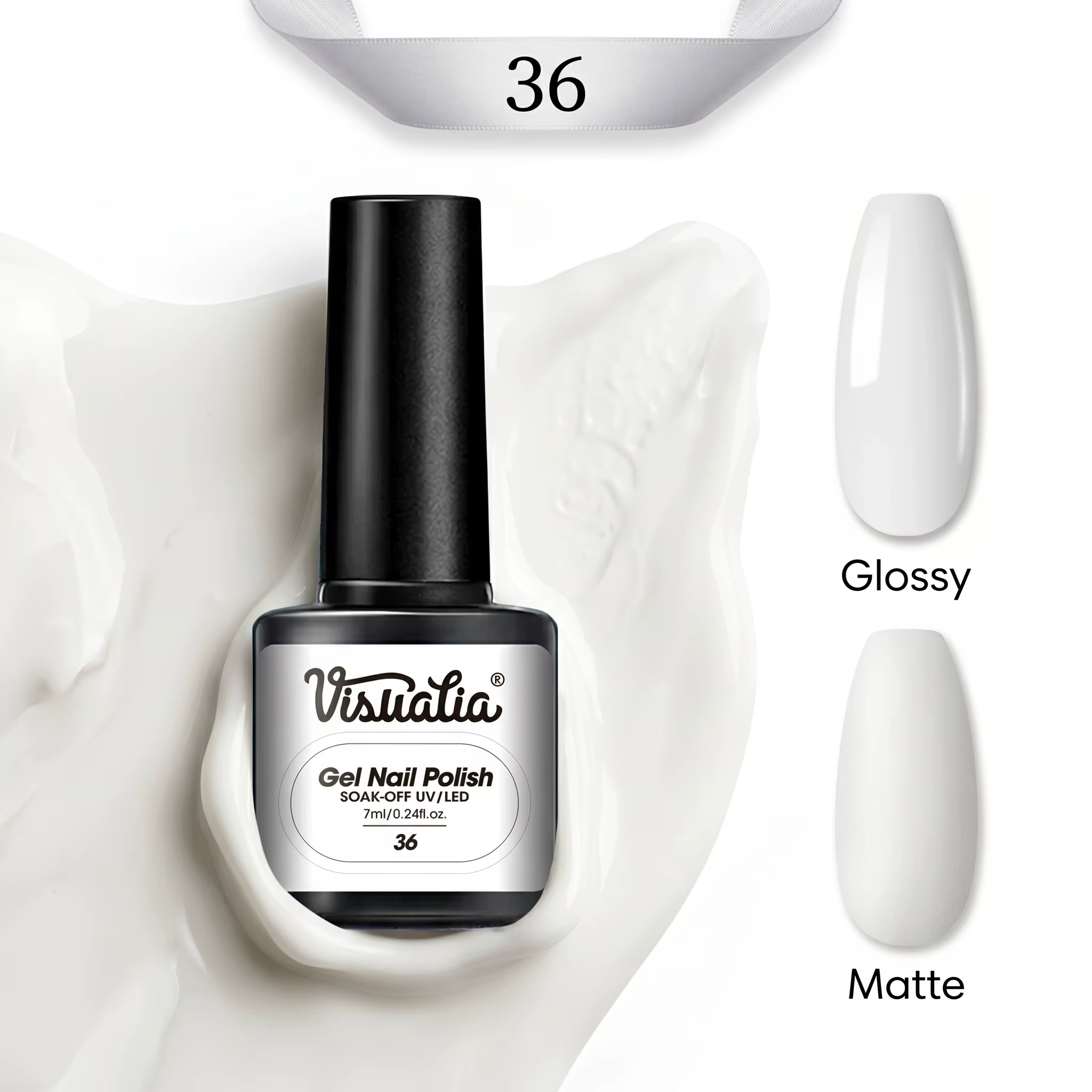 Vernis à ongles en gel Visuatia, disponible en 7 couleurs, incluant des nuances populaires telles qu