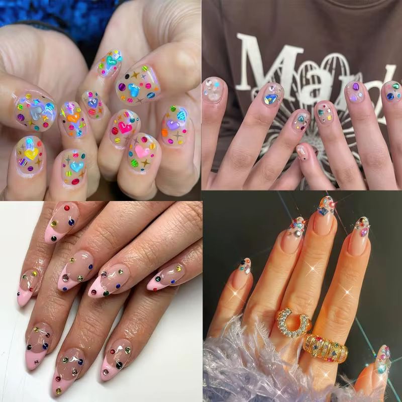 Mini strass colorés pour ongles, breloques pour Nail Art, étoile 3D, diamants, cristal, dos plat, ge