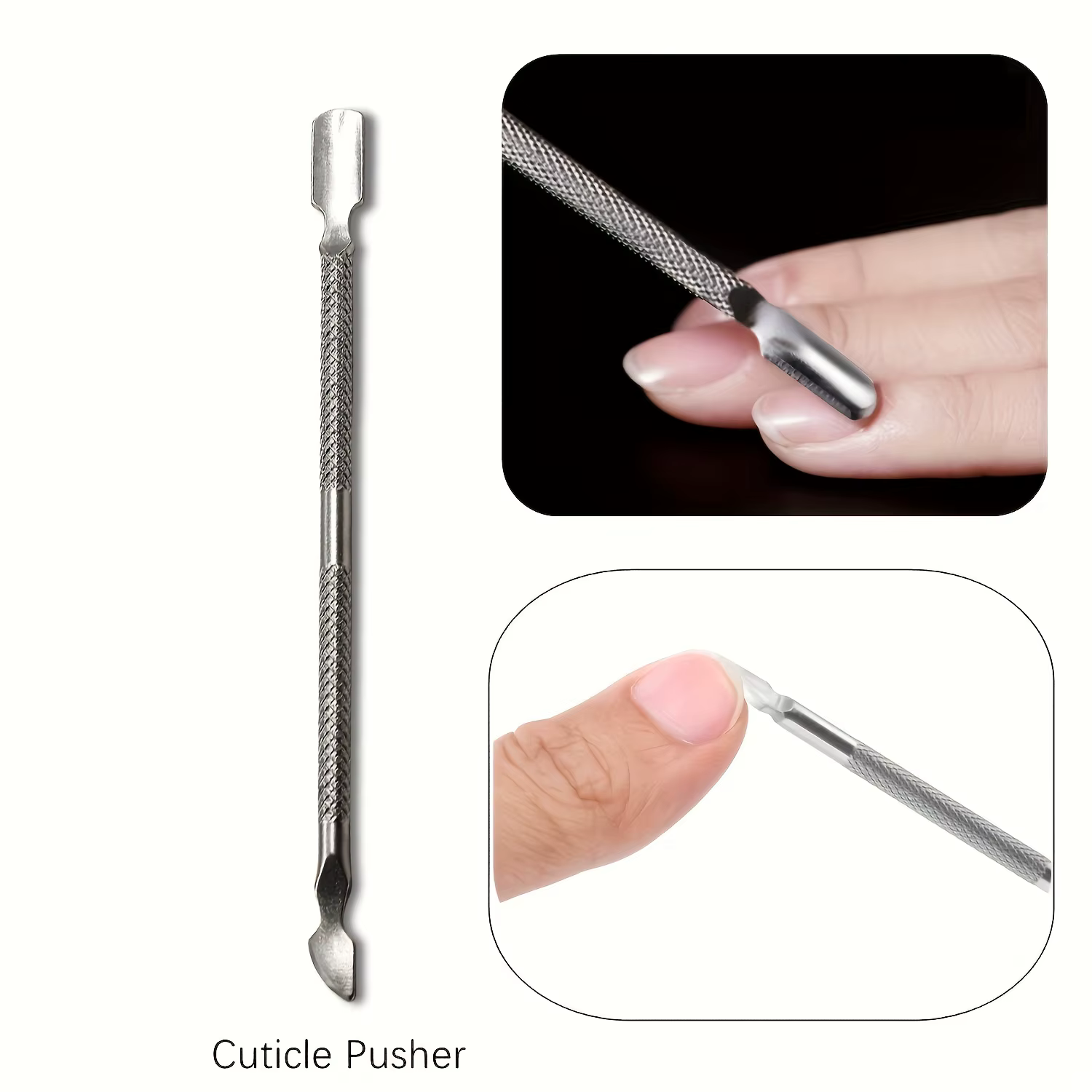 Poussoir à cuticules argenté, outils de manucure et de pédicure, outils de nettoyage des ongles et d