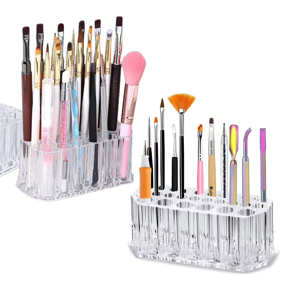 Support de rangement pour pinceaux à ongles en acrylique, 26 trous, organisateur de pinceaux de maqu