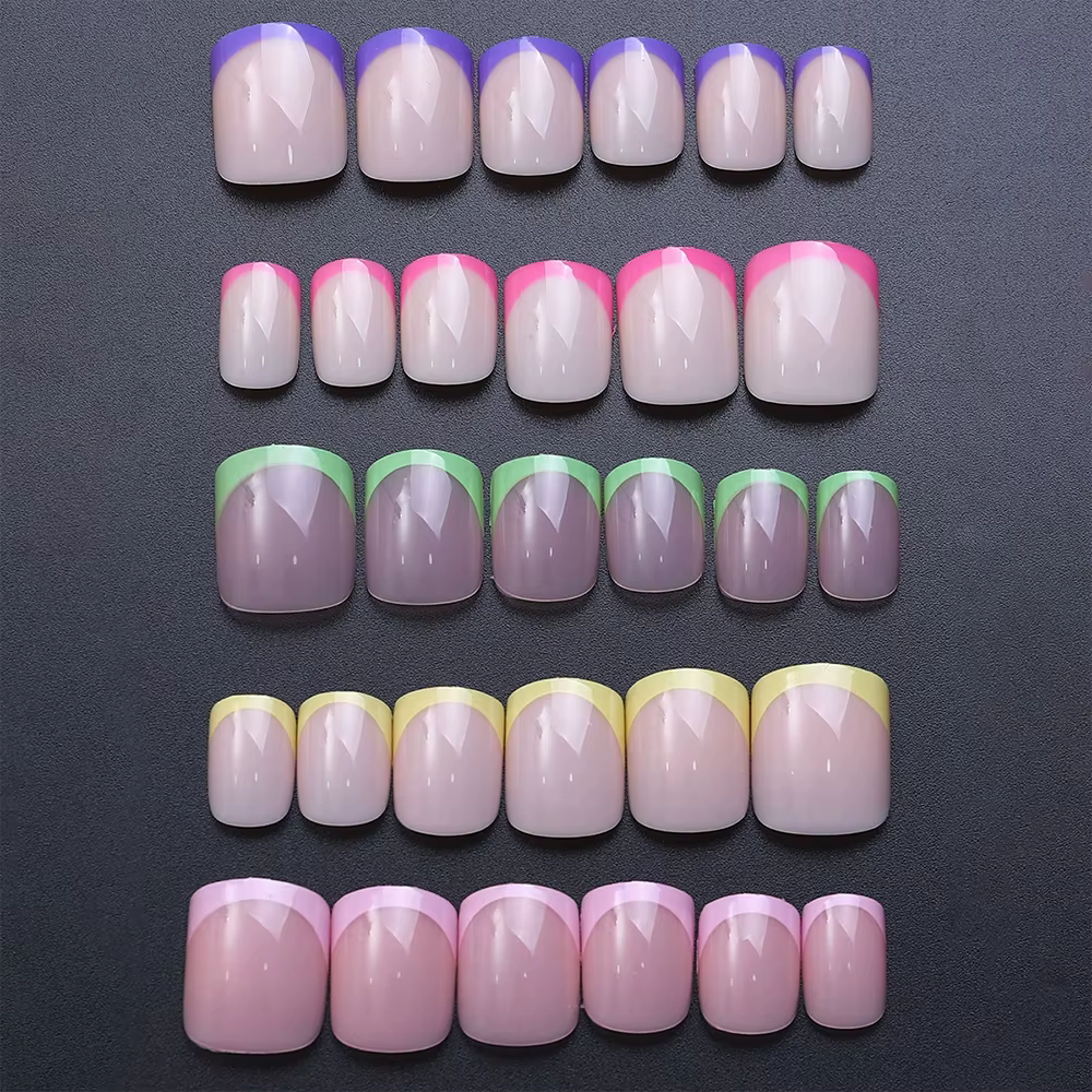 240/120 pièces été coloré faux ongles court carré presse sur ongles français acrylique manucure Nail