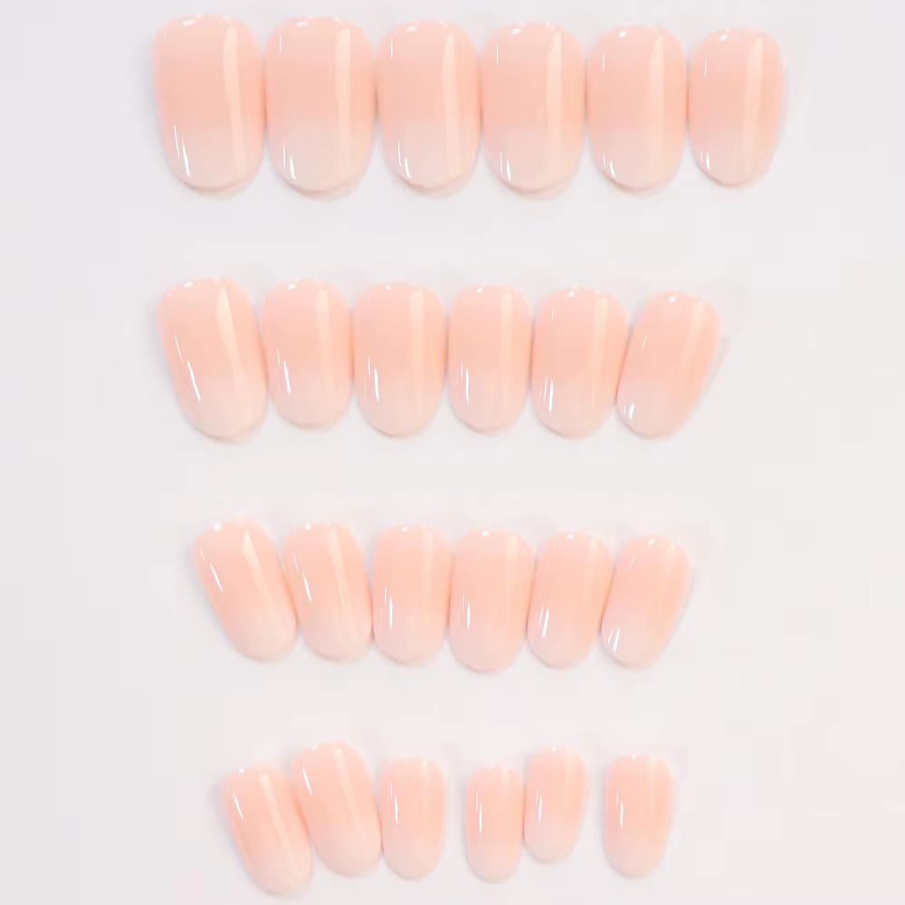 24 pièces presse sur ongles court amande rose couleur bonbon blanc Gradation Nail Art paillettes fau