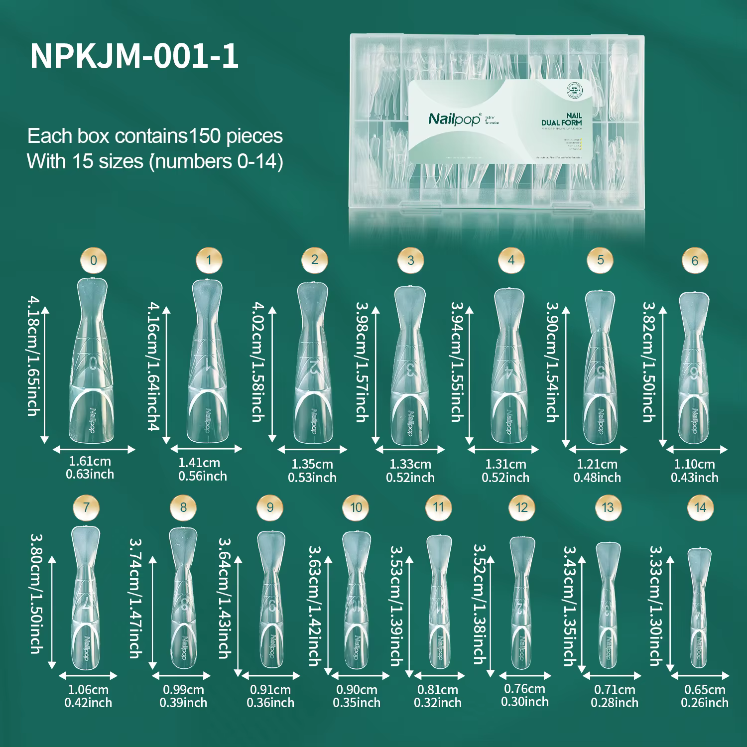 Nailpop Dual Form Space French Oval Transparent 15 Tailles Système de superposition 3D créatif pour