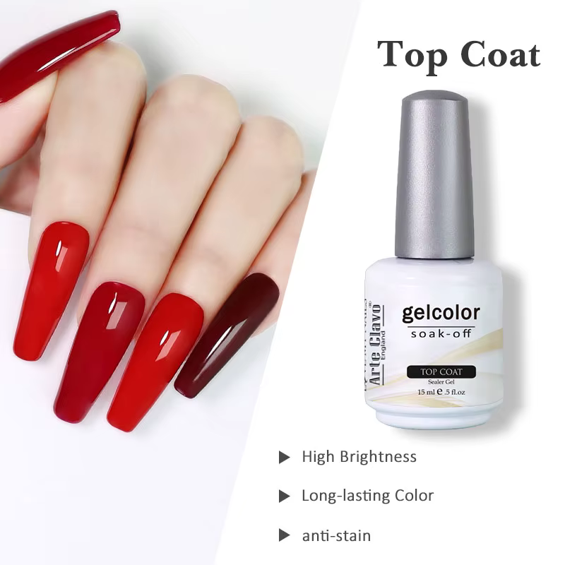 Arte Clavo Top Gel Polish 15ml Vernis Semi Permanent Fonction Gel Base Super Top Coat Transparent Ge