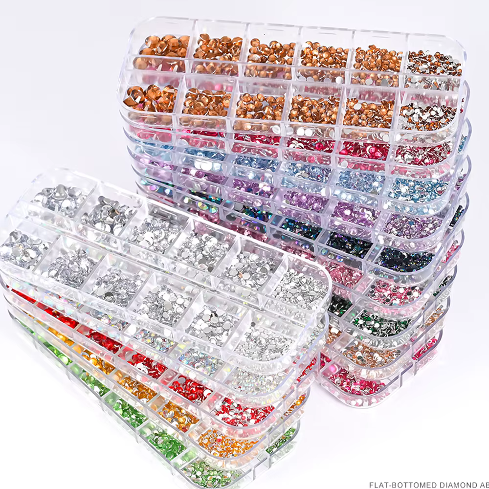 12 Grilles SS6-SS30 Mixte Nail Strass Brcorporelle Clair/Or/Rose/Bleu Diamant À Dos pio Nail Gemmes