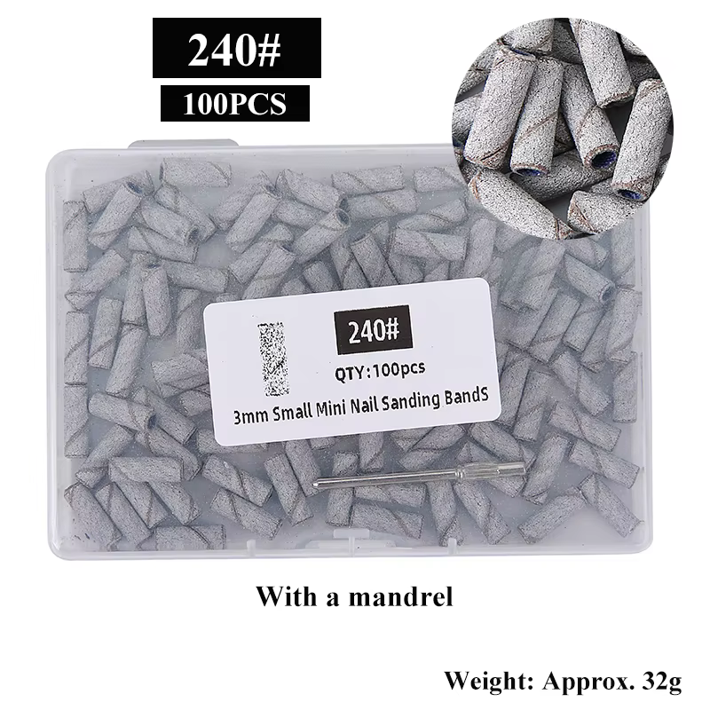 100 pièces/boîte 3mm Mini bandes de ponçage avec jeux de mandrins pour peau morte callosités polissa