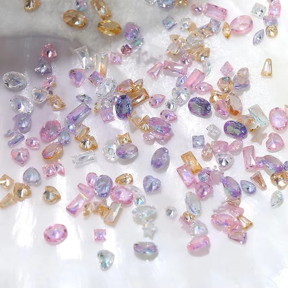 50 pièces 3D 5A 1-4MM Mini Zircon Nail Art strass cristal diamant accessoires pour paillettes manucu