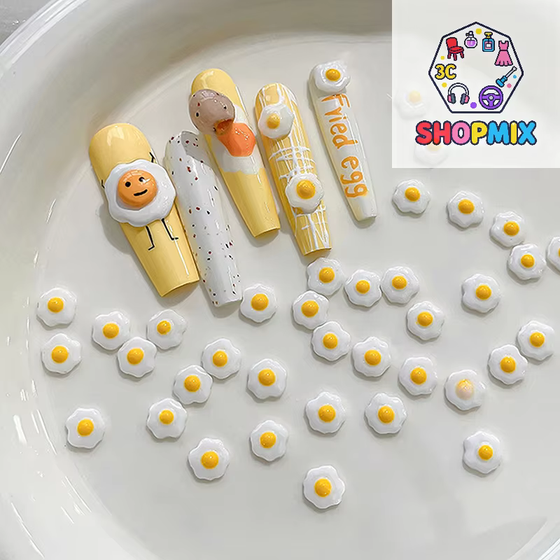 Mini œufs pochés 3D, décorations pour Nail Art, jolis œufs pochés, breloques, modèles, accessoires p