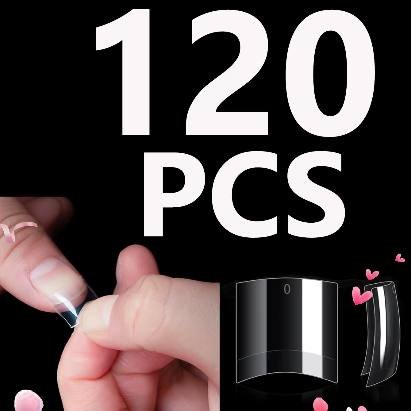 120 pièces- faux ongles transparents en amande courte semi-givrée, ensemble d'art d'ongle blanchissa