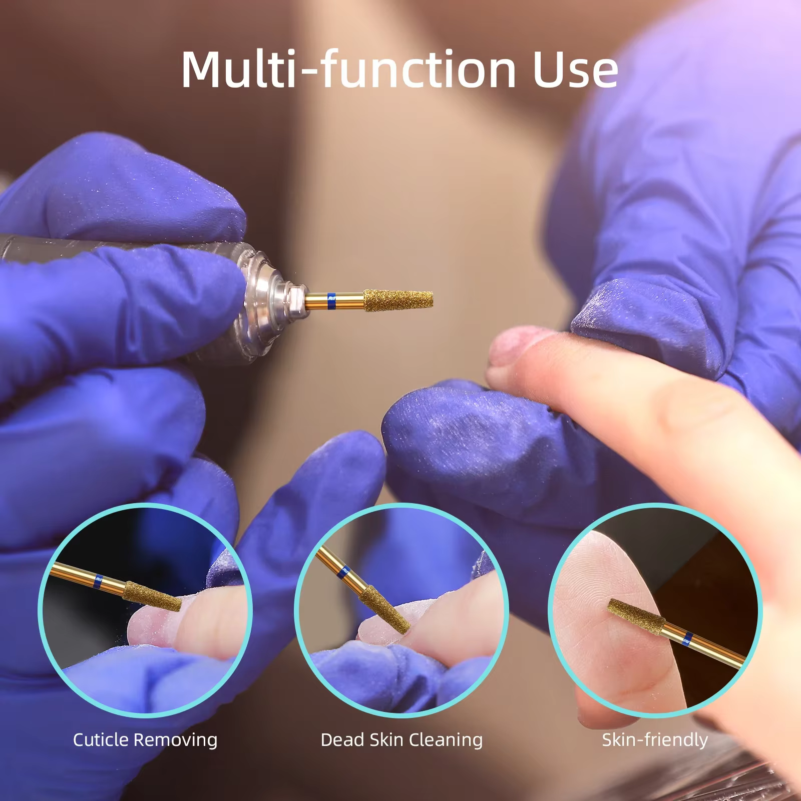 HYTOOS foret à ongles propre pour cuticules coniques de 3 mm, mèches à ongles en diamant russe en ti