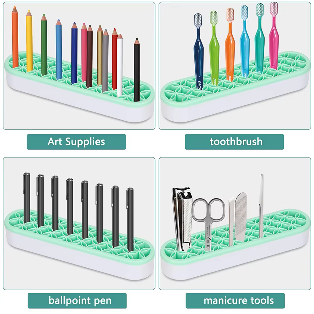 Présentoir de brosse à ongles en silicone, mallette de rangement, étagère de séchage de brosse, port