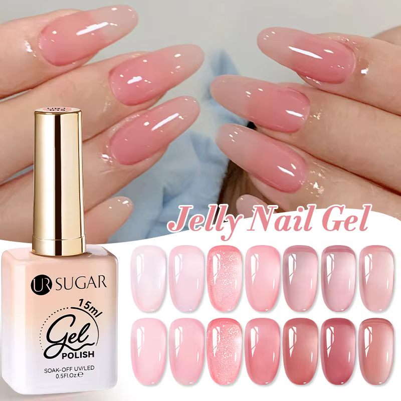 UR SUGAR 15ml gelée nue Gel vernis à ongles rose clair translucide couleur tremper UV LED Gel vernis