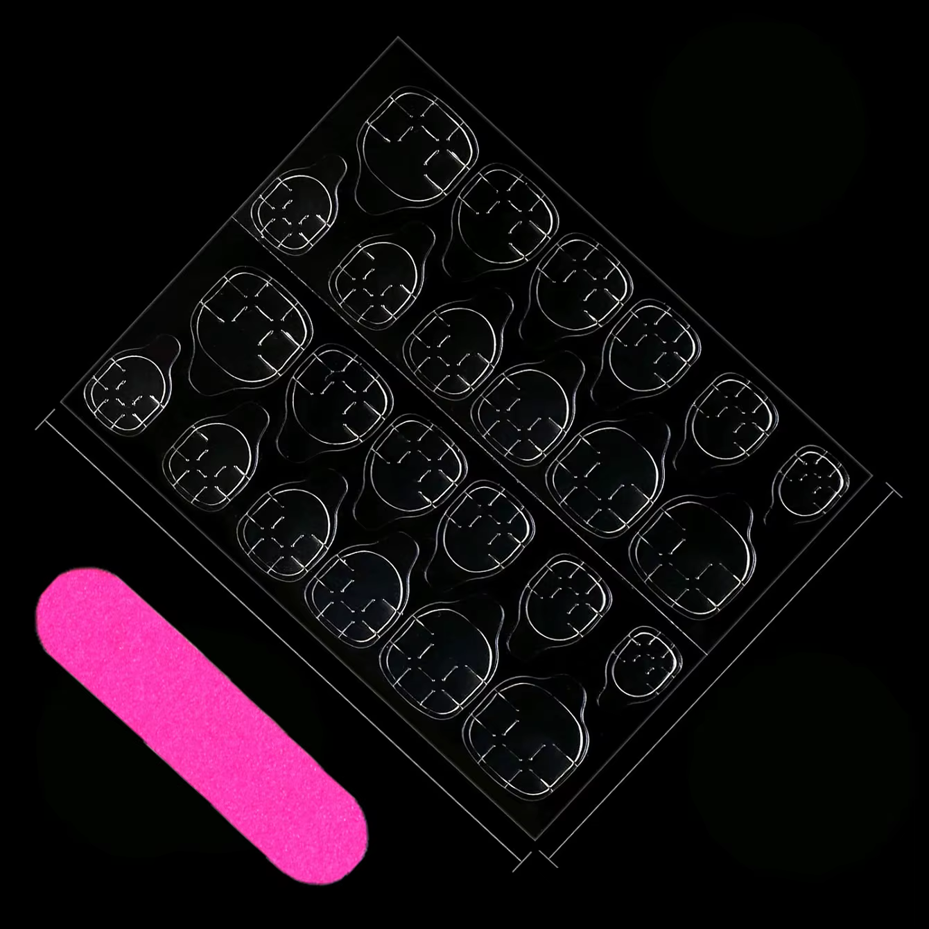 Presse à ongles Rose rouge 24 pièces, presse à ongles faux ongles rose carré de taille moyenne, acry