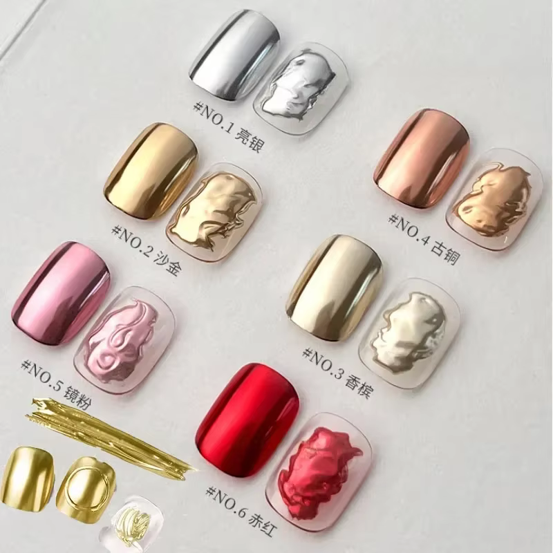 7 pièces Chrome ongles poudre métallique miroir effet paillettes holographique métallique Chrome pou
