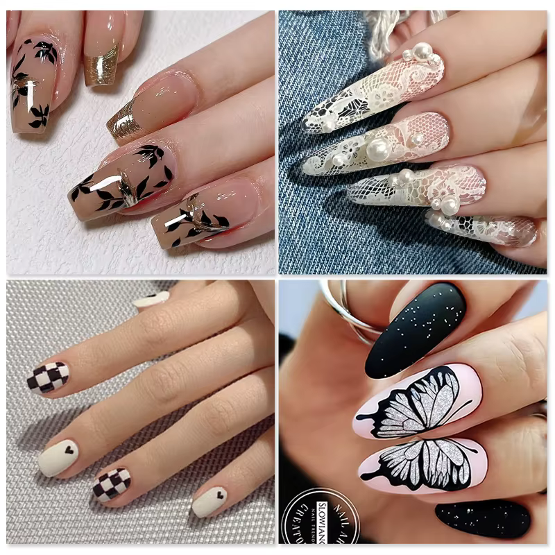 BORN PRETTY – modèles de Nail Art en dentelle pour mariée, feuilles de fleurs papillon, plaques d'es