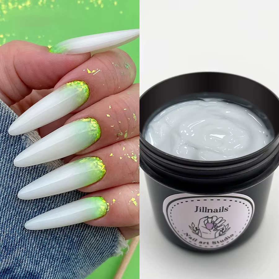 Jillnails 100g Gel de construction naturel en gelée transparente pour extension d'ongles, crème de m