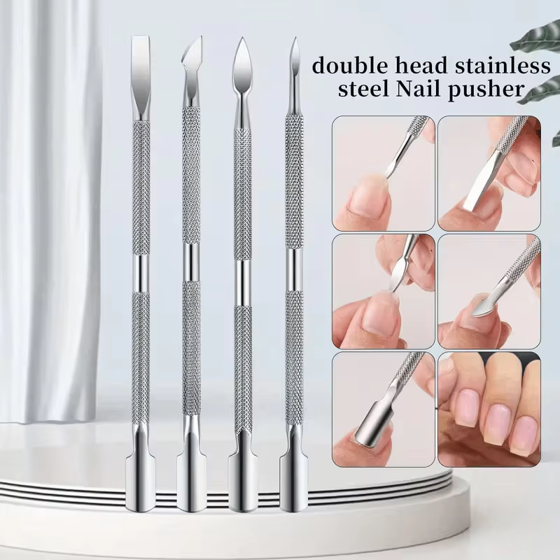Kit de quatre pièces pour éliminer la peau morte et les saletés des ongles, avec gel double tête pou