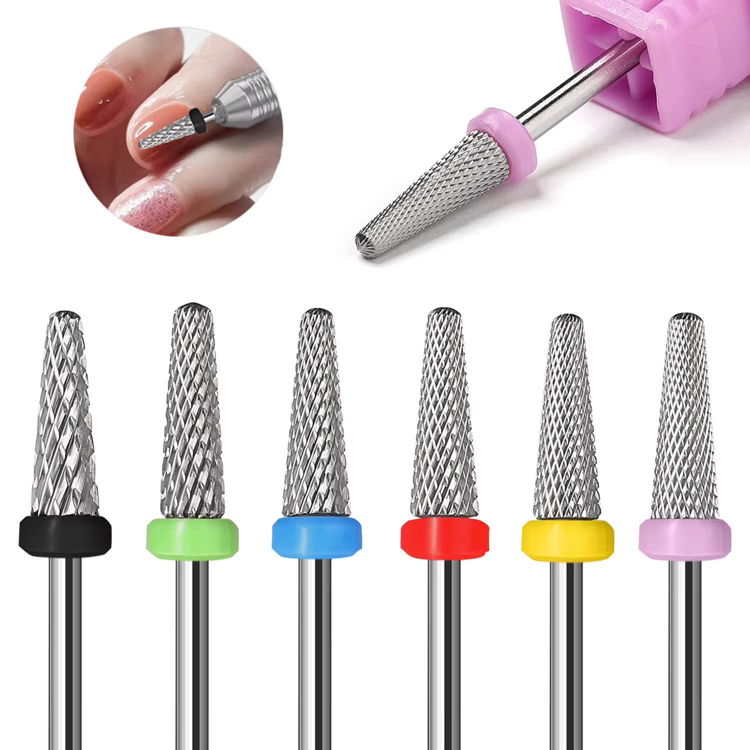 Mèches coniques pointues (coupe croisée) foret à ongles en carbure 3/32 bavures de manucure pour tro