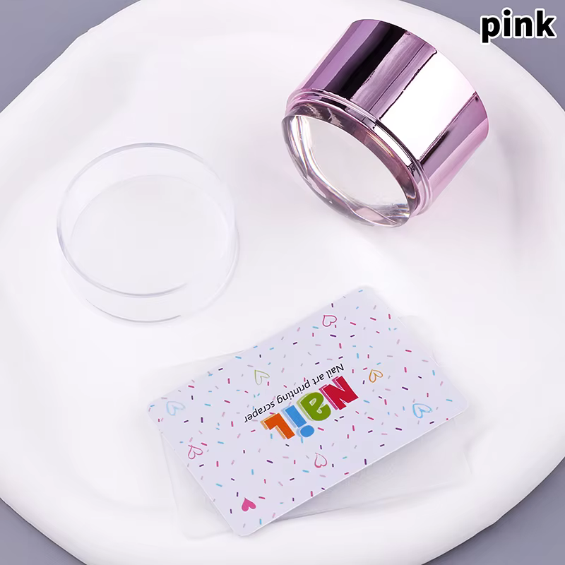 ❤️   Emporte-pièce pour nail art français avec grattoir à ongles, tête en silicone transparente, mod